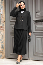 Modest Black Dual Skirt Suit 12601S - 1