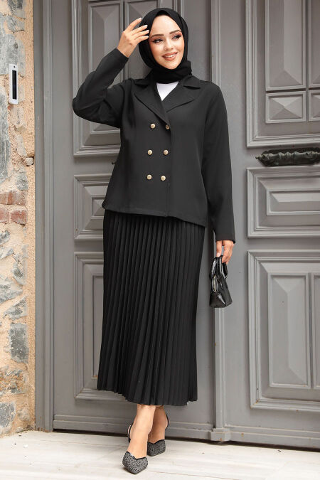Modest Black Dual Skirt Suit 12601S - NEVA STYLE