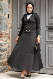 Modest Black Dual Skirt Suit 12371S - 1