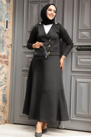 Modest Black Dual Skirt Suit 12371S - 2