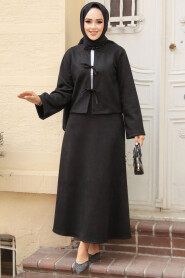 Modest Black Dual Skirted Suit 50941S - 1