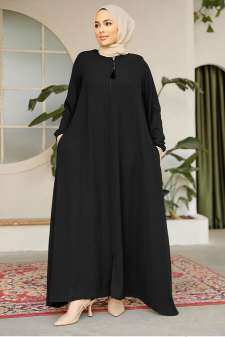 Modest Black Dubai Abaya 26301S - NEVA STYLE