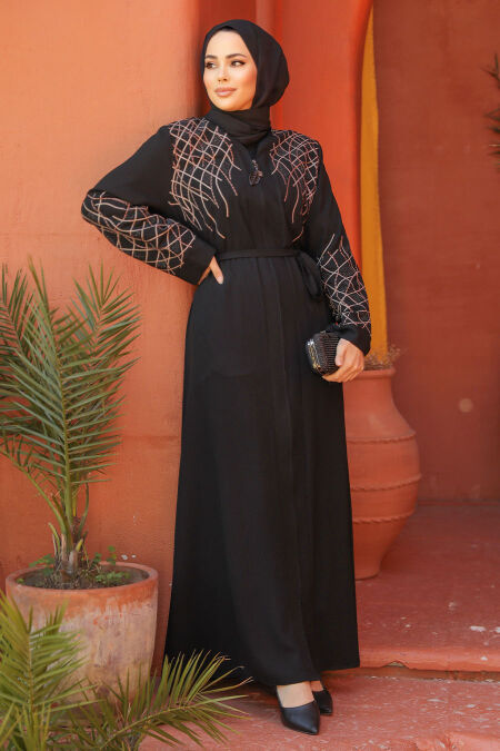 Modest Black Dubai Abaya 29109S - NEVA STYLE