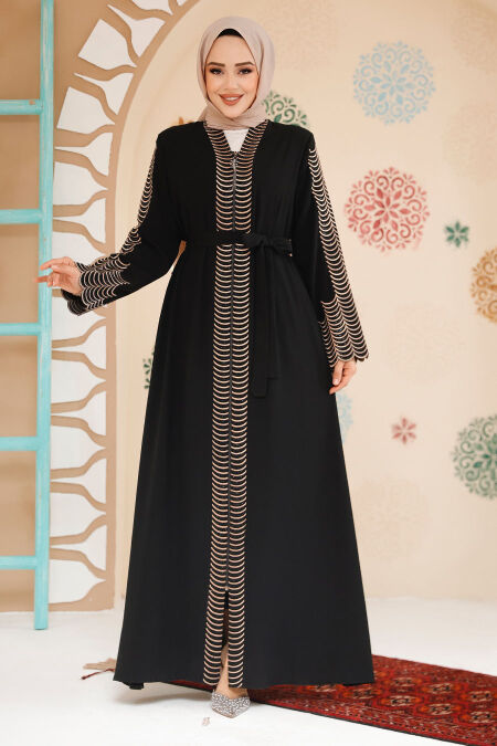 Modest Black Dubai Abaya 29114S - NEVA STYLE