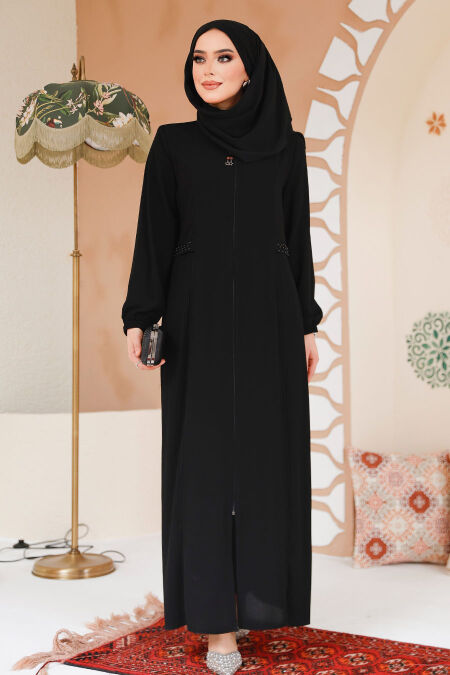 Modest Black Dubai Abaya 45289S - NEVA STYLE