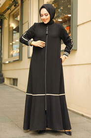 Modest Black Dubai Abaya 62101S - 1