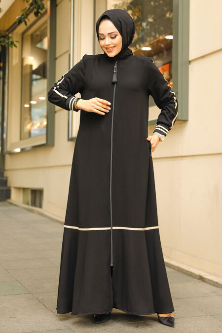 Modest Black Dubai Abaya 62101S - NEVA STYLE
