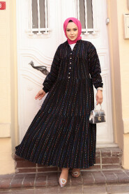 Modest Black Eid Dress 103016S - 1