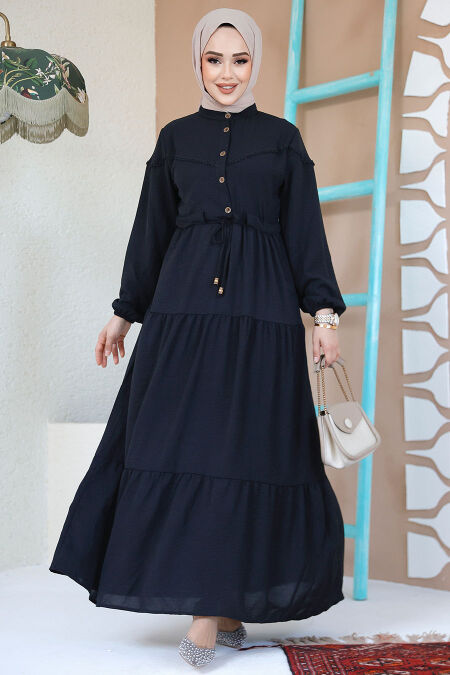 Modest Black Eid Dress 10334S - NEVA STYLE
