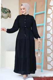 Modest Black Eid Dress 10334S - 3