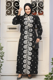 Modest Black Eid Dress 13503S - 2