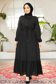 Modest Black Eid Dress 23181S - 2