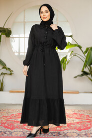 Modest Black Eid Dress 23181S - 3
