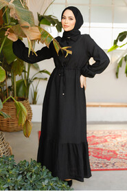 Modest Black Eid Dress 23181S - 1