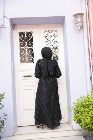 Modest Black Eid Dress 23262S - 3