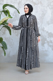 Modest Black Eid Dress 23921S - 2