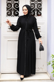 Modest Black Eid Dress 23929S - 2