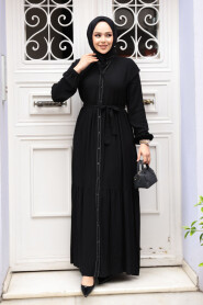 Modest Black Eid Dress 23929S - 3
