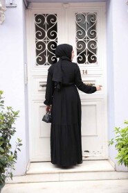 Modest Black Eid Dress 23929S - 4