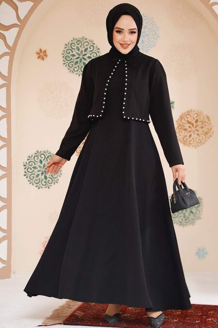 Modest Black Eid Dress 61462S - NEVA STYLE