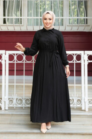 Modest Black Eid Dress 7238S - 1