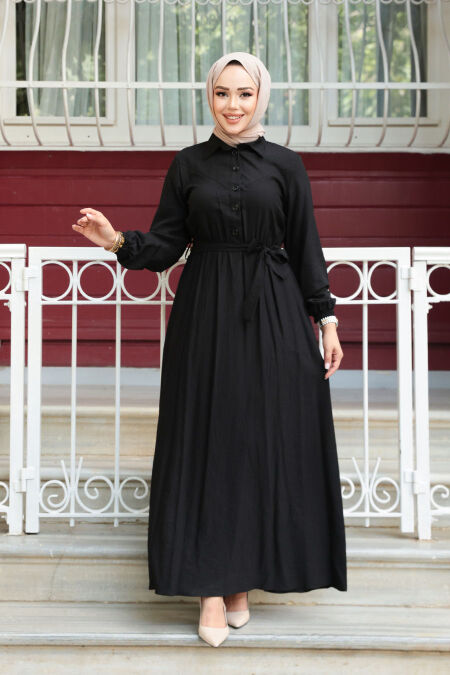 Modest Black Eid Dress 7238S - NEVA STYLE