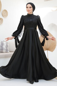 Modest Black Elegant Evening Dress 46671S 