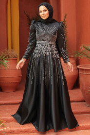 Modest Black Elegant Evening Dress 52071S - 2
