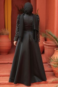 Modest Black Elegant Evening Dress 52071S - 4