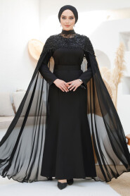 Modest Black Elegant Evening Gown 4653S - 2