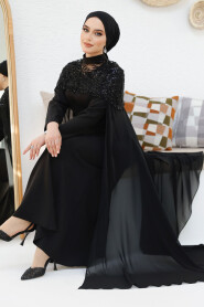 Modest Black Elegant Evening Gown 4653S - 4