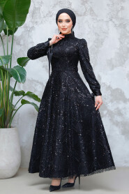 Modest Black Elegant Evening Gown 4908S - 3