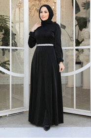 Modest Black Elegant Evening Gowns 42541S 