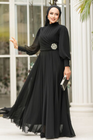 Modest Black Engagement Dress 45221S - 2