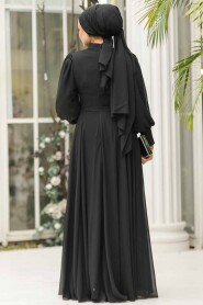 Modest Black Engagement Dress 45221S - 4