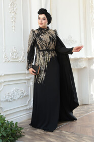 Modest Black Engagement Dress 51423S - 2