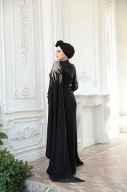 Modest Black Engagement Dress 51423S - 7