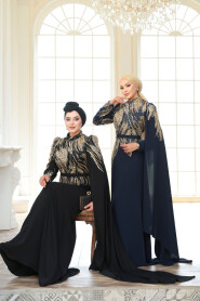 Modest Black Engagement Dress 51423S - 5