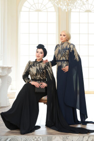 Modest Black Engagement Dress 51423S - 6