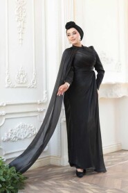  Modest Black Engagement Dress 5296S - 3