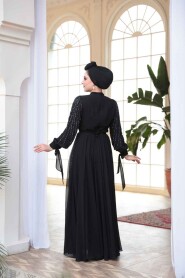 Modest Black Engagement Gown 25913S - 5