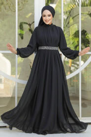 Modest Black Evening Dress 25888S - 3