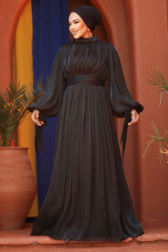 Modest Black Evening Dress 25890S - 1