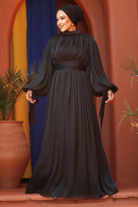 Modest Black Evening Dress 25890S - NEVA STYLE