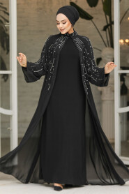 Modest Black Evening Dress 25903S - 1