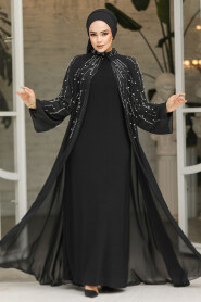 Modest Black Evening Dress 25903S - 2