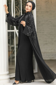 Modest Black Evening Dress 25903S - 4