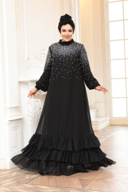  Modest Black Evening Dress 25906S 