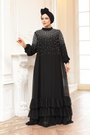  Modest Black Evening Dress 25906S - 2
