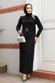 Modest Black Evening Dress 30014S - 1